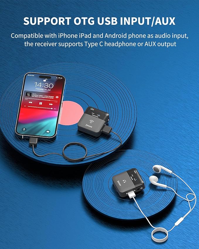2.4GHz Wireless in Ear Monitor System, 24Bit/48K Mono Stereo Wireless IEM System with Transmitter Beltpack Receiver Auto Pairing, OTG USB Input, for Studio Band Live Performance