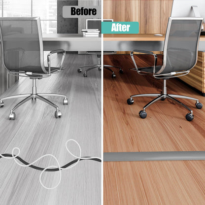 Floor Cord Cover Self Adhesive Cord Hider,10FT Cable Management, Extension Strip Protector for Wires, Prevent Cable Trips for Offices, Gyms, Exhibitions Cavity:0.39"(W) x 0.27"(H) Gray