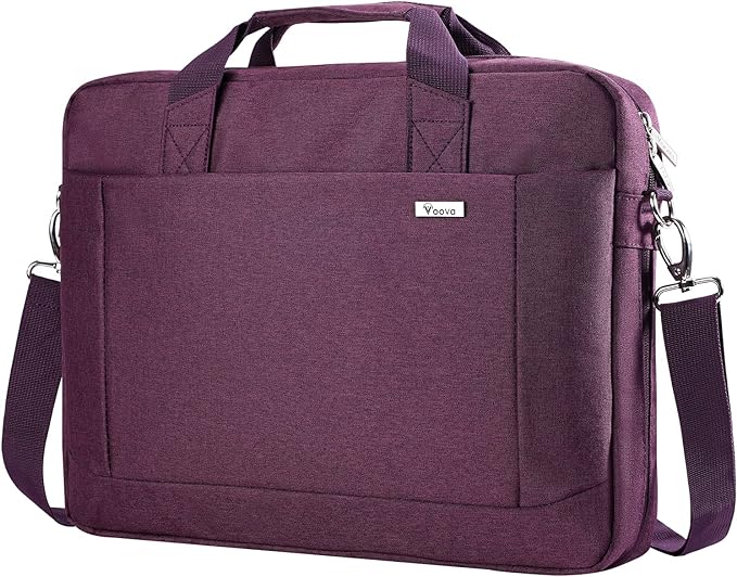 Voova Laptop Bag Case 15 15.6 16 Inch, Computer Sleeve Messenger Bag with Shoulder Strap Expandable Waterproof Business Briefcase for Women Ladies to Work Travel School, Fit 14-16 Inch Laptop,Purple