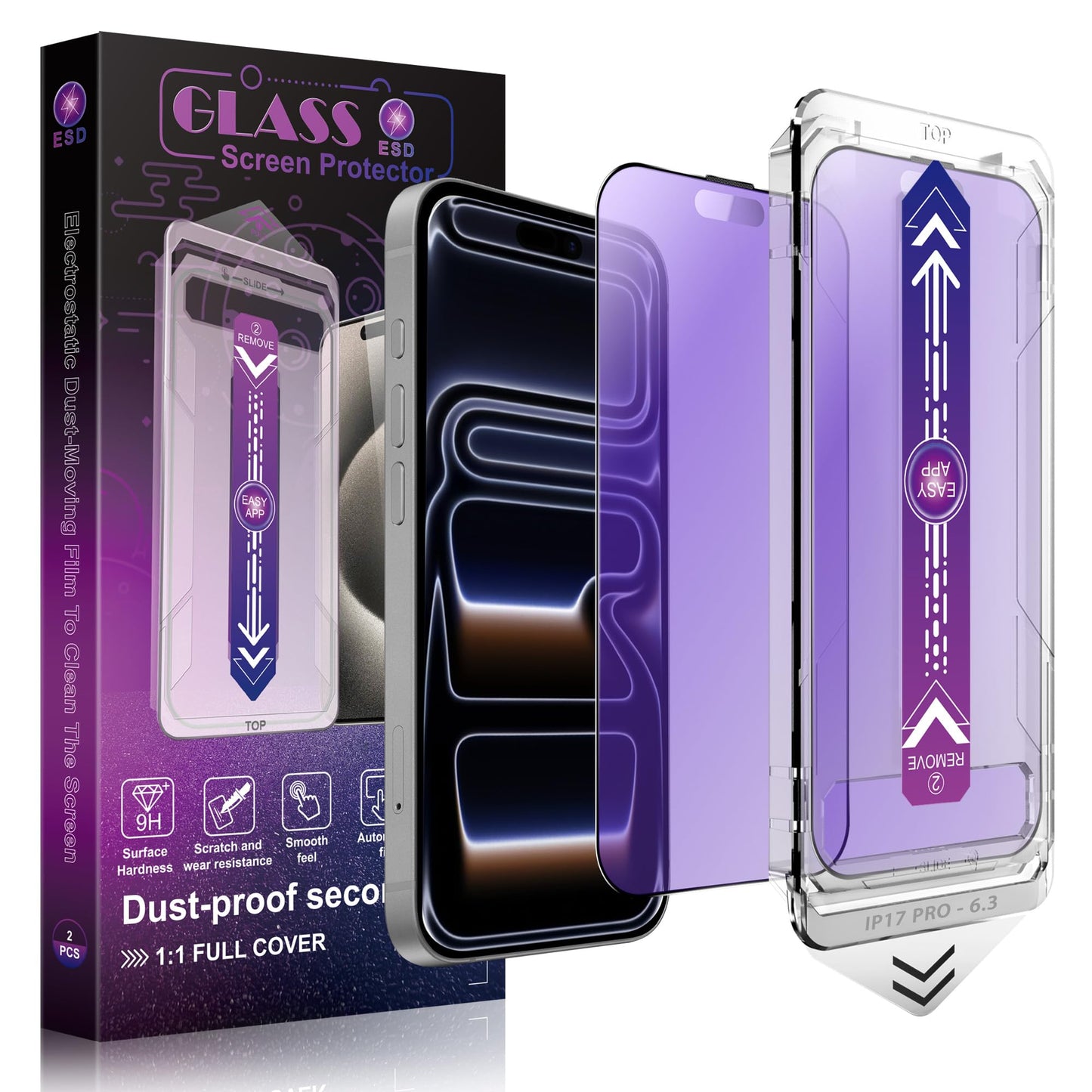 CHRYSHA 2-Pack Anti Blue Light Matte Screen Protector for iPhone 17 Pro 6.3-Inch, Auto Dust Removal, No Bubbles, High Definition Clear, Easy Installation