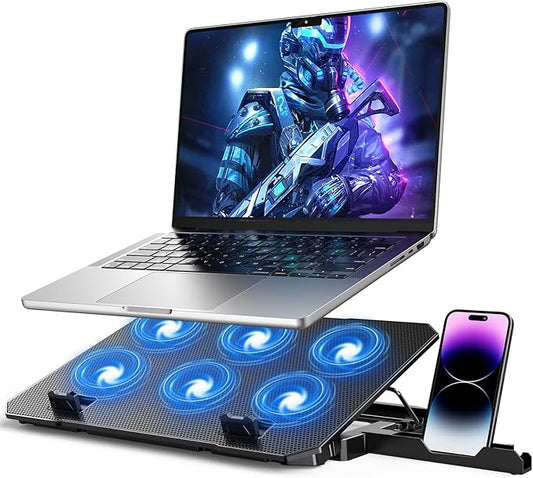 Laptop Cooling Pad, Laptop Cooler 6 Quiet Fans for 12"-17" Laptops