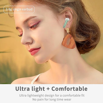 Wireless Earbuds, Bluetooth 5.4 Headphones in Ear with 4 ENC Noise Cancelling Mic, New Wireless Earphones HiFi Stereo Deep Bass 40H Playtime, in-Ear Bluetooth Earbuds LED Display IP7, USB-C, Green