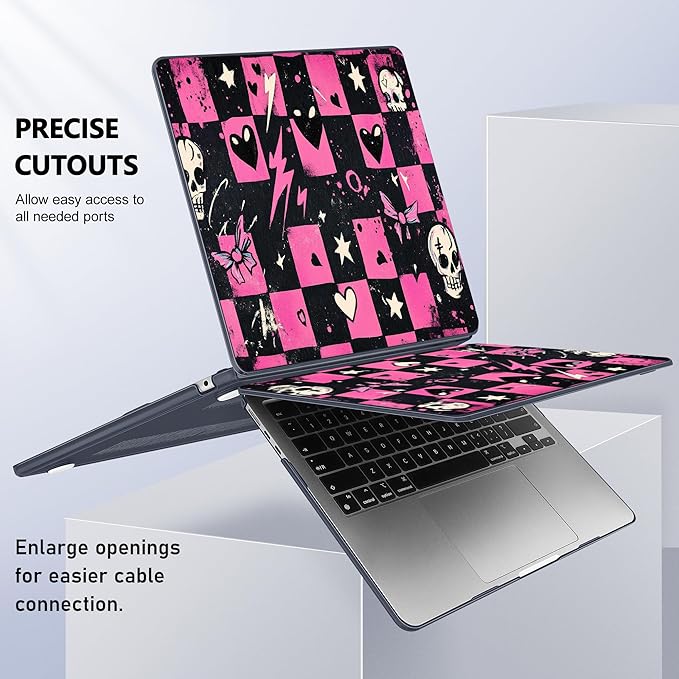 Case for MacBook Air 15 Inch 2025 2024 2023 Release M4 A3241 M3 A3114 M2 A2941, Hard Shell with Screen Protector & Keyboard Cover, Compatible with Touch ID, Pop Punk Checkerboard