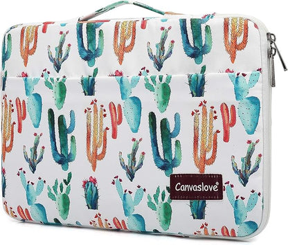 Canvaslove Cactus Corner and Bottom Rebound Bubble Cushioned Laptop Sleeve Bag case with Pockets and Handle For Macbook 14 inch,Surface Laptop 14.4 inch and 14 inch laptop
