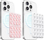 2Pack Magnetic Suction Phone Mount for MagSafe Case, Sticky Phone Grip Holder for iPhone, Removable Hands-Free Selfie/Video for TikTok Influencers, Women Girl Teen Gift, Light Pink & Classic White