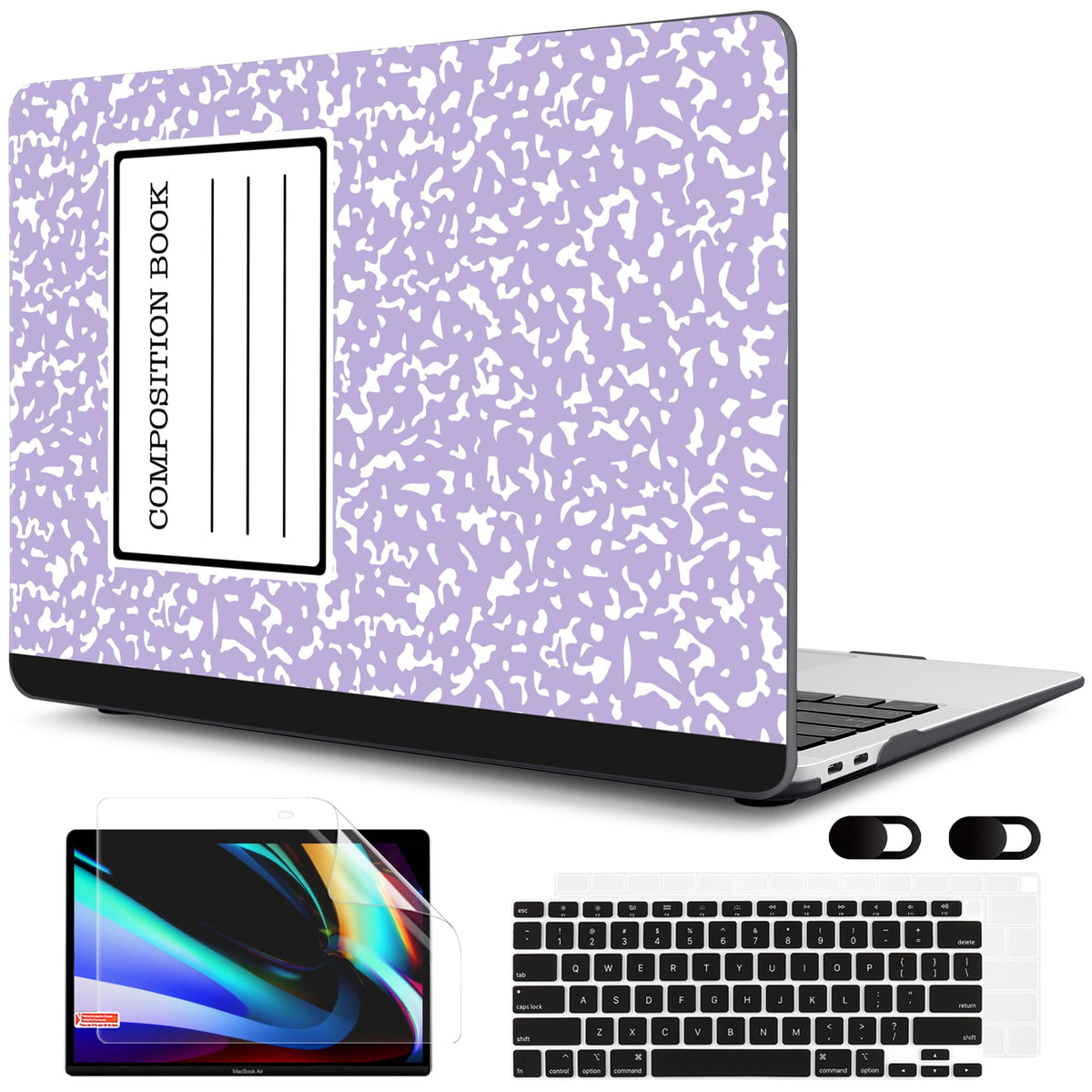 MEEgoodo for MacBook Air 13 inch Case 2021 2020 2019 2018 Released A2337 M1 A2179 A1932 with Touch ID, Plastic Hard Shell & Keyboard Cover Compatible with MacBook Air Case 13.3,Trendy Bow & Hearts