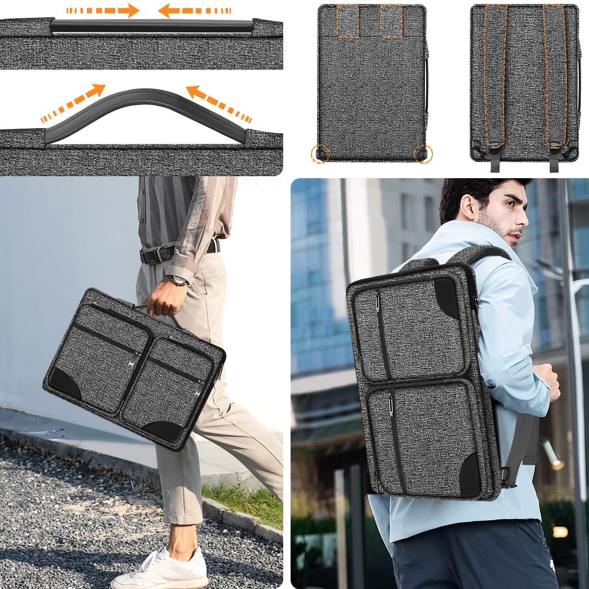 ZINZ 360 Protective Laptop Case 15" 15.6" 16" Sleeve, Water-Resistant Handbag with Straps Compatible with 16" MacBook Neo, MacBook Pro Air 16"/15", XPS 16" and Most 15" 15.6" 16" Notebooks,G01BK02