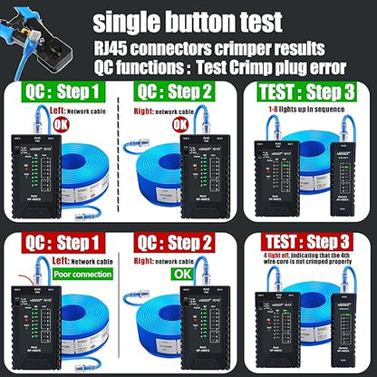 NOYAFA Network Cable Tester for RJ45, RJ11, RJ12 /Cat5, Cat5e, Cat6, Cat6a, Cat7, Phone Line Cat3, Ethernet Tester, LAN Cable Test Tool (Black)