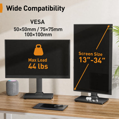 Perlegear Single Monitor Stand for 13–34 inch Screens up to 44 lbs
