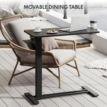 FLEXISPOT Adjustable C Table with Wheels, Mobile Snack Side End Table Sofa Couch Bedside Table Laptop Rolling Cart TV Tray Night Stand Small Space Side Table,(31.5" W x 17.7" D,Black)