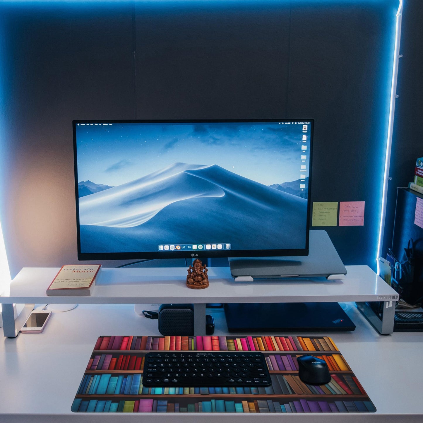 Eflxamz Large Gaming Mouse Pad for Desk,Bookshelves Full of Books Desk Mat,Colorful Books Desk Pad,Extended Big Computer Keyboard Mouse Pad with Non-Slip Base and Stitched Edge,31.5"x11.8"
