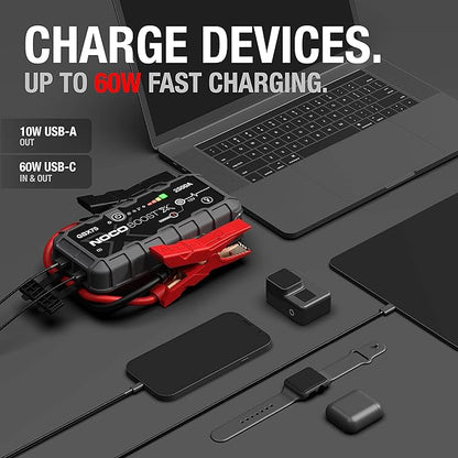 NOCO Boost X GBX75: 2500A UltraSafe Jump Starter – 12V Lithium Battery Booster Pack, Portable Jump Box, Power Bank & Jumper Cables - for 6.5L Gas and 4.0L Diesel Engines