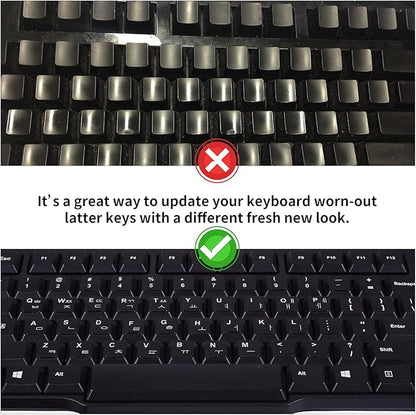 2PCS Korean Keyboard Stickers, Korean-English Keyboard Letters Replacement Sticker White Font on Black Background for Computer Laptop Notebook Desktop, Matte Keyboard Alphabet Stickers