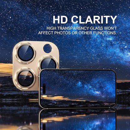 Choiche Compatible for iPhone 16 Pro/iPhone 16 Pro Max Camera Lens Protector, Bling Camera Cover with 9H Tempered Glass Lens Screen Protector Metal Ring Decoration Accessories (Titanium Desert)