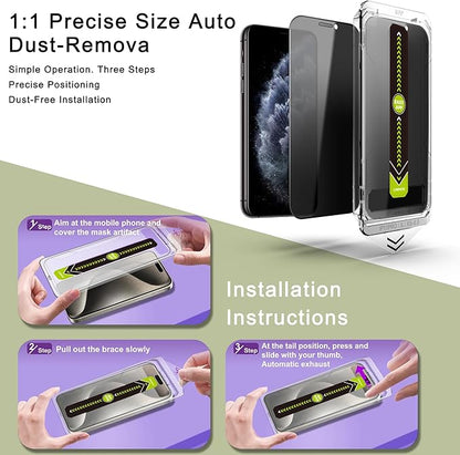 (2-Pack Anti-Spy Privacy Screen Protector for iPhone X/XS/11 Pro(5.8-Inch),9H Tempered Glass,Full Coverage,Anti-Fingerprint,Auto Dust Removal,Bubble-Free,Easy Installation