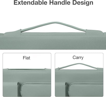 MOSISO 360 Protective Laptop Case 13.3 inch, 13-13.3 inch Laptop Sleeve Compatible with MacBook Air/Pro 13 / Pro 14, HP Dell ASUS Lenovo, Side Open Bag with 2 Raised&1 Flapover Pockets, Antique Green