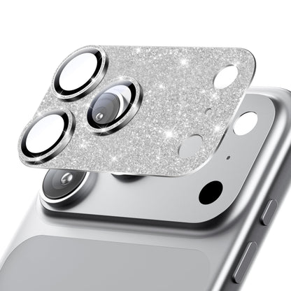 Hoerrye for iPhone 17 Pro Max Camera Lens Protector - [12FT Shatterproof Military Grade] [Strong Adsorption] Metal 9H+ Tempered Glass Camera Screen Full Cover Case Friendly,Glitter Silver