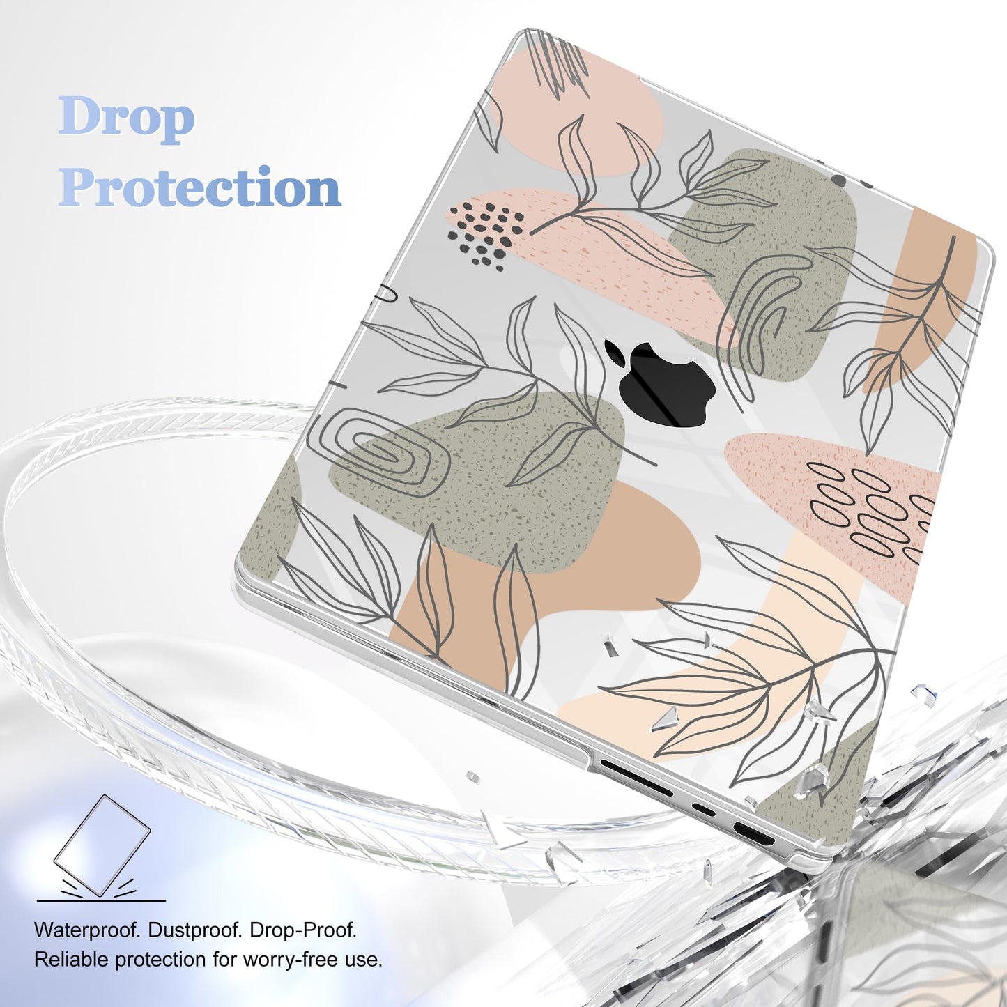 Lepeoac for MacBook Pro 16 inch Case M1 M2 M3 M4 M5 Pro/Max with Liquid Retina XDR, Release 2021-2025 2026 A3429 A3428, Hard Shell Case with Screen Protector & Keyboard Cover, Tropical Leaves