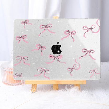 May Chen Case for MacBook Air 13/13.6 inch M5 A3449 M4 A3240 M3 A3113 M2 A2681, 2026 2025 2024-2022, Plastic Hard Shell with Keyboard Cover & Screec Protector, Clear Glitter Bow