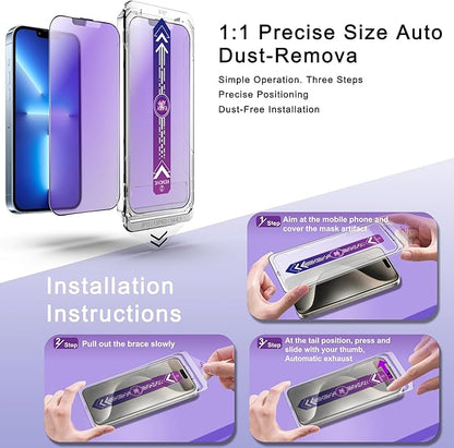 2 Pack Anti Blue Light Matte Screen Protector for iPhone 16e and iPhone 14 and iPhone 13 and iPhone 13 Pro 6.1-Inch Auto Dust Removal, No Bubbles, Tempered Glass Film, Easy Installation