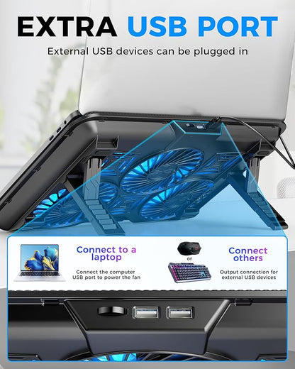 AICHESON Laptop Cooling Pad with 6 High-Speed Fans, Computer Cooler with 7 Adjustable Angles, Compatible with 13-17.3 Inch Laptops