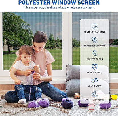 MAGZO Window Screen Replacement Mesh Roll, 37.4in × 16.4ft Heavy Duty Upgraded Polyester Mesh for Screen Door Repair Kit, Ventilated & Durable, Ideal for Sliding Patio Porch Doors & DIY Projects
