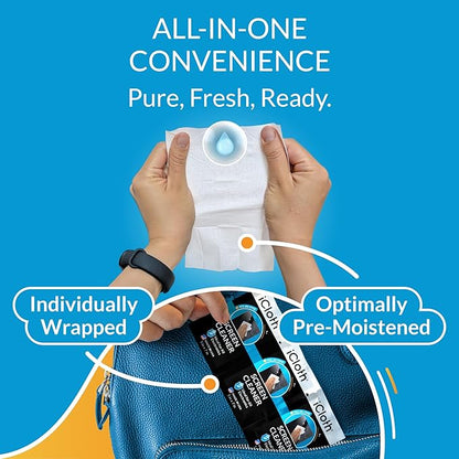 iCloth Large Screen Cleaning Wipes for Electronics, Lint-Free and Streak-Free, Fast-Drying, Removes Dust, Fingerprints, and Smudges (500 Wipes)