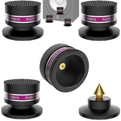HiFi Speaker Spikes IF03B by Audiocrast, Speaker Vibration Dampener Stand Feet Pads Shock Absorber Isolation Pucks, Speaker Resonance Reducer with Non-Slip Mat for Turntable Amp CD DAC Recorder