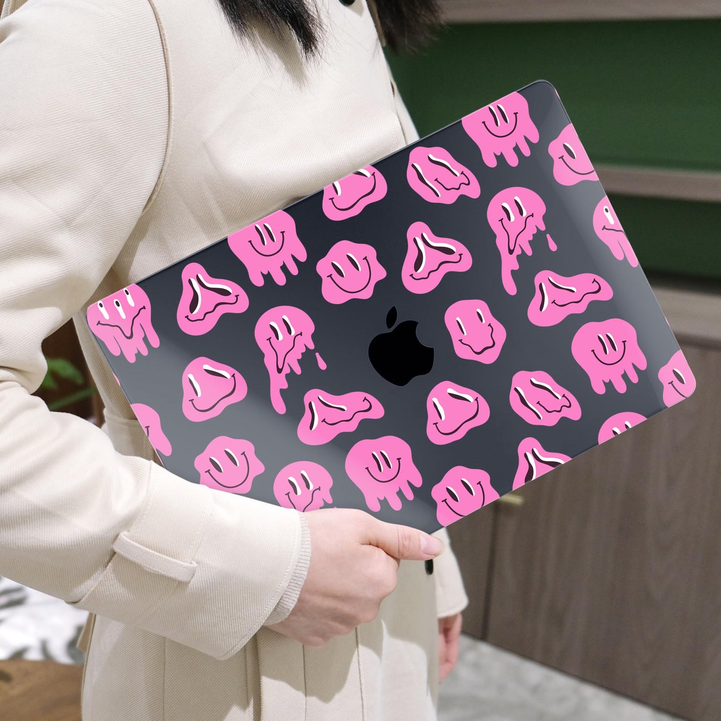 MEEgoodo Case for M5/M4/M3/M2 MacBook Air 13.6 inch 2026 2025 2024 2022, Fit Model A3449/A3240/A3113/A2681, Case Compatible with MacBook Air 13 inch, Pink Groovy Emoji