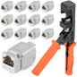 Everest Media Solutions easySHIELD (CAT6A Kit) - Speed Termination Tool, with 12 Slim Profile, 90-Degree RJ45 Shielded Keystone Jacks - F/STP Punch Down Crimper - Tested for CAT5e, CAT6, CAT6A, CAT7