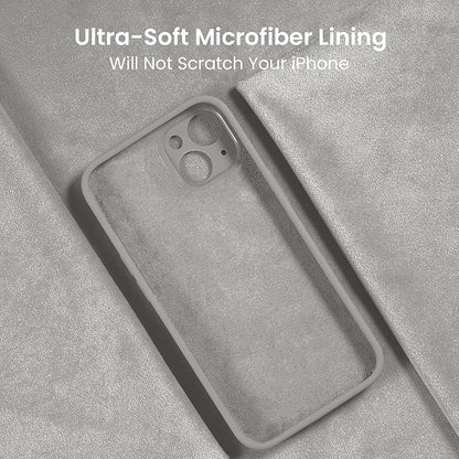 FireNova Designed for iPhone 15 Plus Case, Silicone [Camera Protection] Case with [2 Screen Protectors], Soft Anti-Scratch Microfiber Lining Inside, 6.7 inch, Natural Titanium