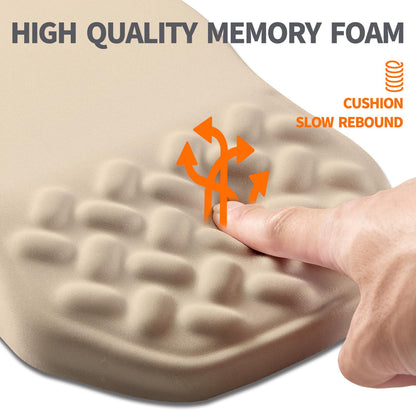 Armanza Ergonomic Slope Mouse Pad Wrist Support, Wrist Rest Mousepad for Carpal Tunnel Pain Relief with Massage Bulge and Slow Rebound Memory Foam (12x8 inch, Apricot)