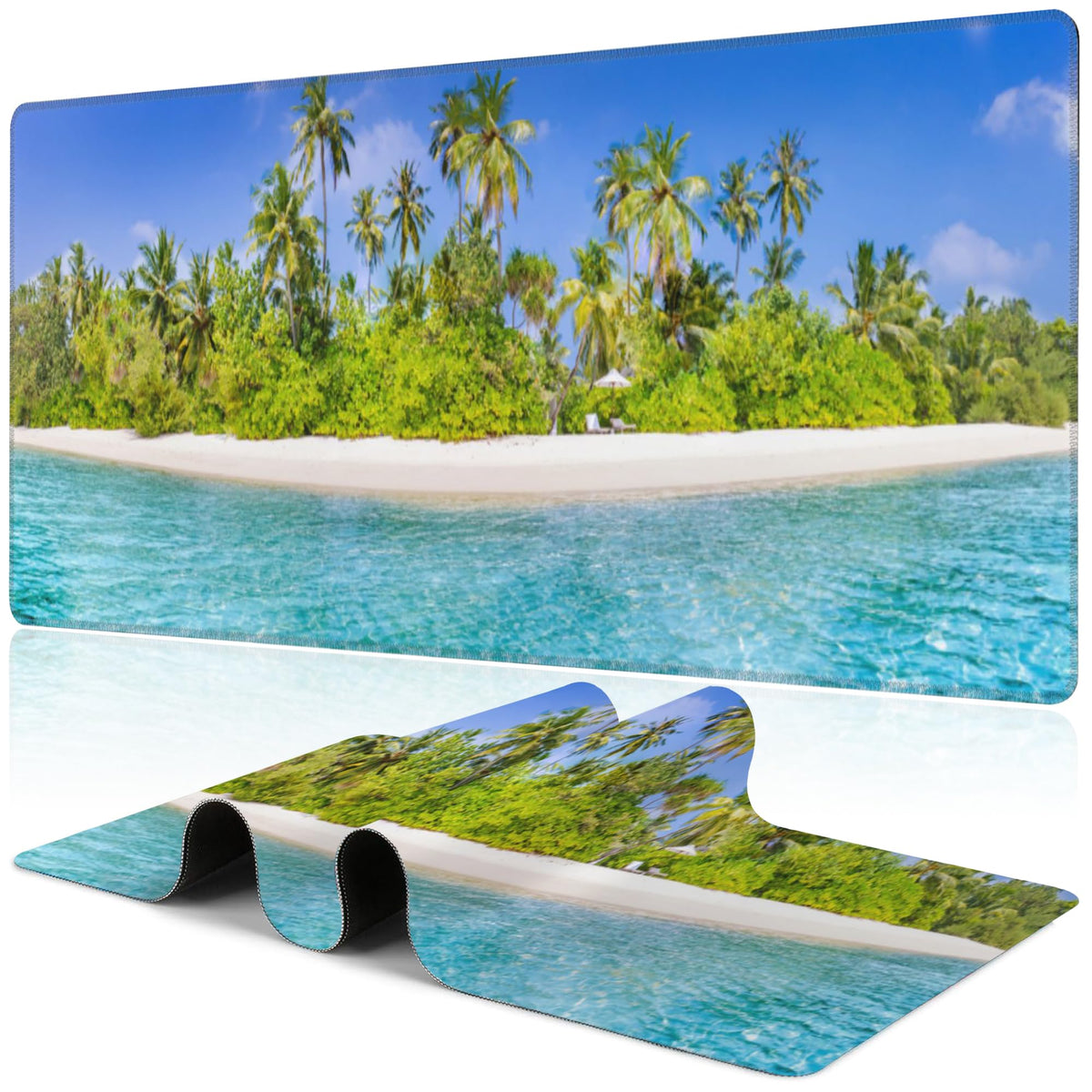 Purple Groovy Flowers Desk Mat,Large Vintage Floral Gaming Keyboard Mouse Pad,Non-Slip Rubber Base Desk Pad Thick Stitched Edges Waterproof Mousepad Mouse Mat 31.5"x11.8"