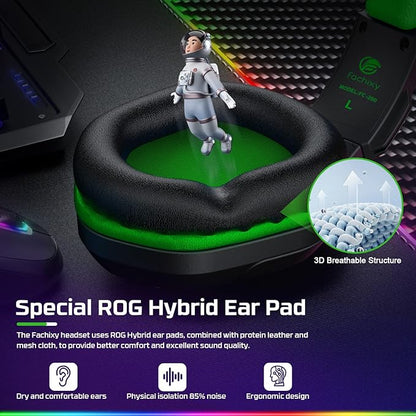 FC200 PC Gaming Headset for PS4, PS5, Switch, Xbox One, Mac, Noise Canceling Headphones with Microphone, Computer Headset with 3.5mm Jack & RGB Light