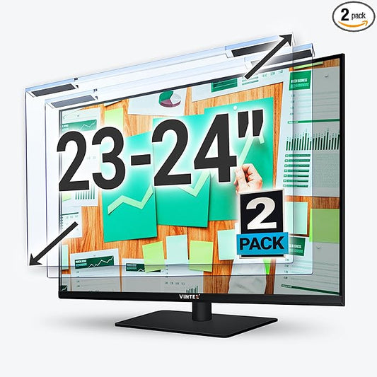 VINTEZ Blue Light Screen Protector for 23, 23.6, 23.8, 24 Inch Computer Monitor and Laptop – Anti-UV Blue Light Blocking Film for Desktop PC, Eye Protection Filter, 21.2" x 13.4", 2 Pack