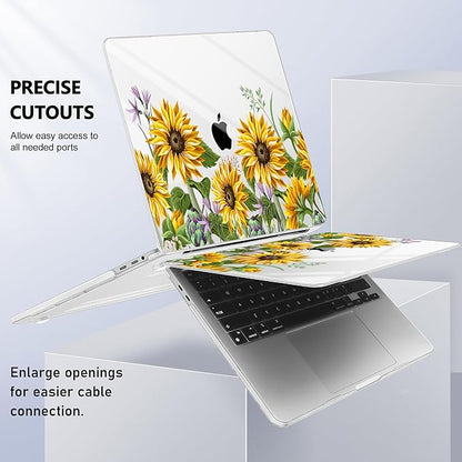 for MacBook Pro 16 inch Case 2019 2020 Release Model A2141, Plastic Hard Shell Cover with Keyboard Cover & Screen Protector for MacBook Pro 16 inch with Touch Bar & Touch ID, Sunflowers