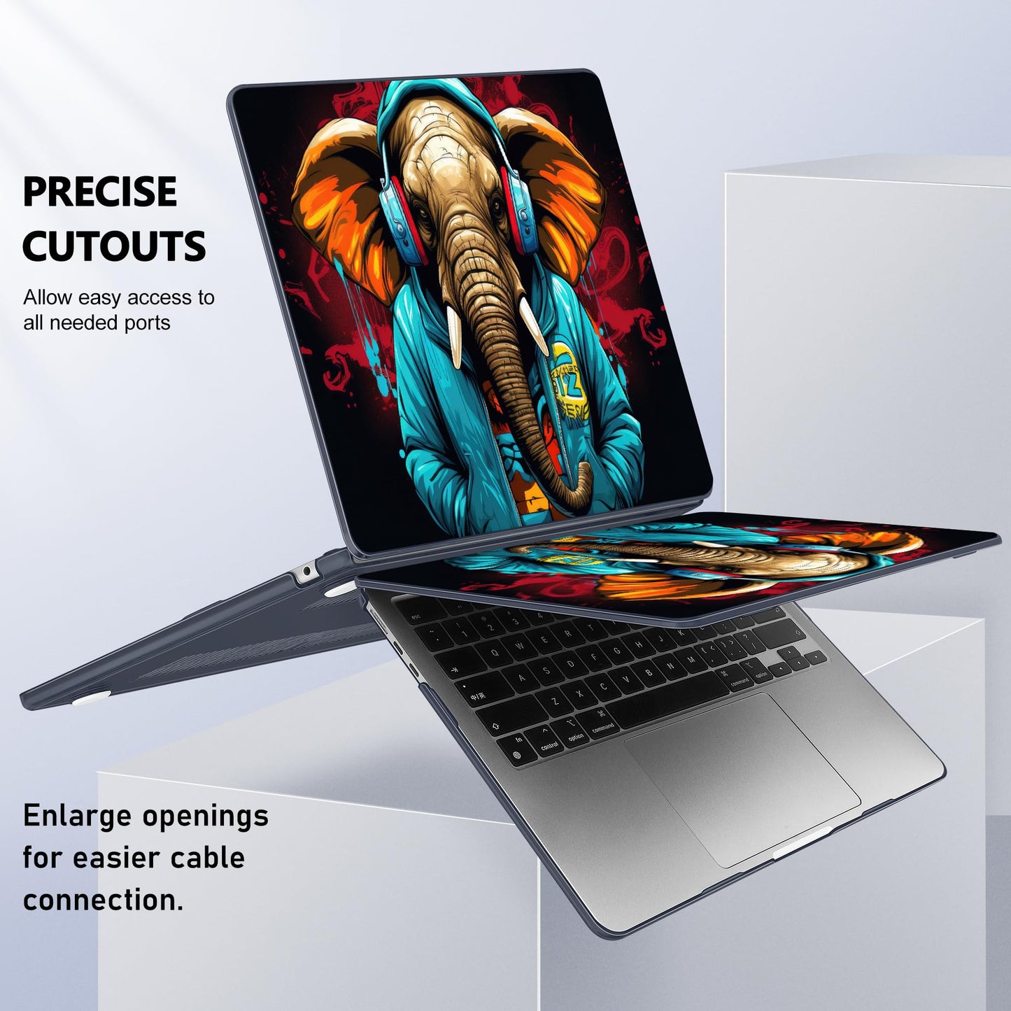 Lepeoac Case for 2026/2025/2024/2023 MacBook Air 15-inch Laptop Release M5 A3448 /M4 A3241 /M3 A3114 /M2 A2941, Stylish Protective Hard Shell Cover for MacBook Air 15.3 inch, Elephant Hoodie
