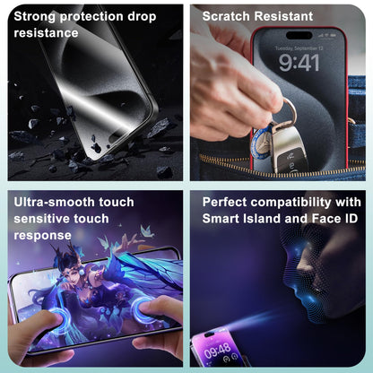 SHANG PIN JIA 2 Pack Tempered Glass Screen Protector for iPhone 17/16 Pro 6.3-Inch with Auto Dust Removal, No Bubbles, High Definition Clear, Easy Installation