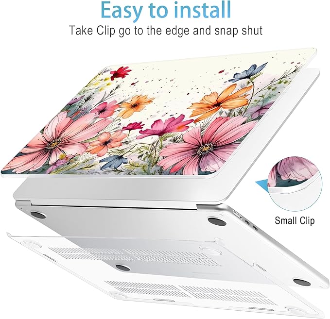 Mektron for 2025 M4 MacBook Air 13.6 Inch A3240 Case Fits 2023 A2681 M2 2024 A3113 M3 Chip with Liquid Retina Display Touch ID, Printed Plastic Hard Shell Cover for MacBook Air 13.6", Colorful Floral