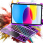 TSQQST Clear Wireless Keyboard Case for iPad (A16) 11th Generation 11-inch 2025/ iPad 10th Generation 10.9-inch with Pencil Holder & Multi-Touch Trackpad, 7-Color Backlight, 360 Rotatable, Purple