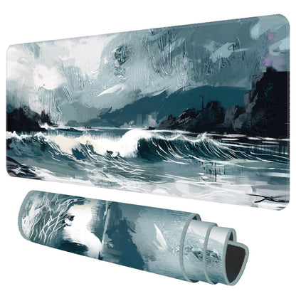Galdas Gaming Mouse Pad XXL XL Large Long Extended Big Mousepad Non-Slip Rubber Keyboard Mouse Pad with Stitched Edges for Laptop Home Office (31.5x11.8x0.08 Inch) … (Ink Painting)