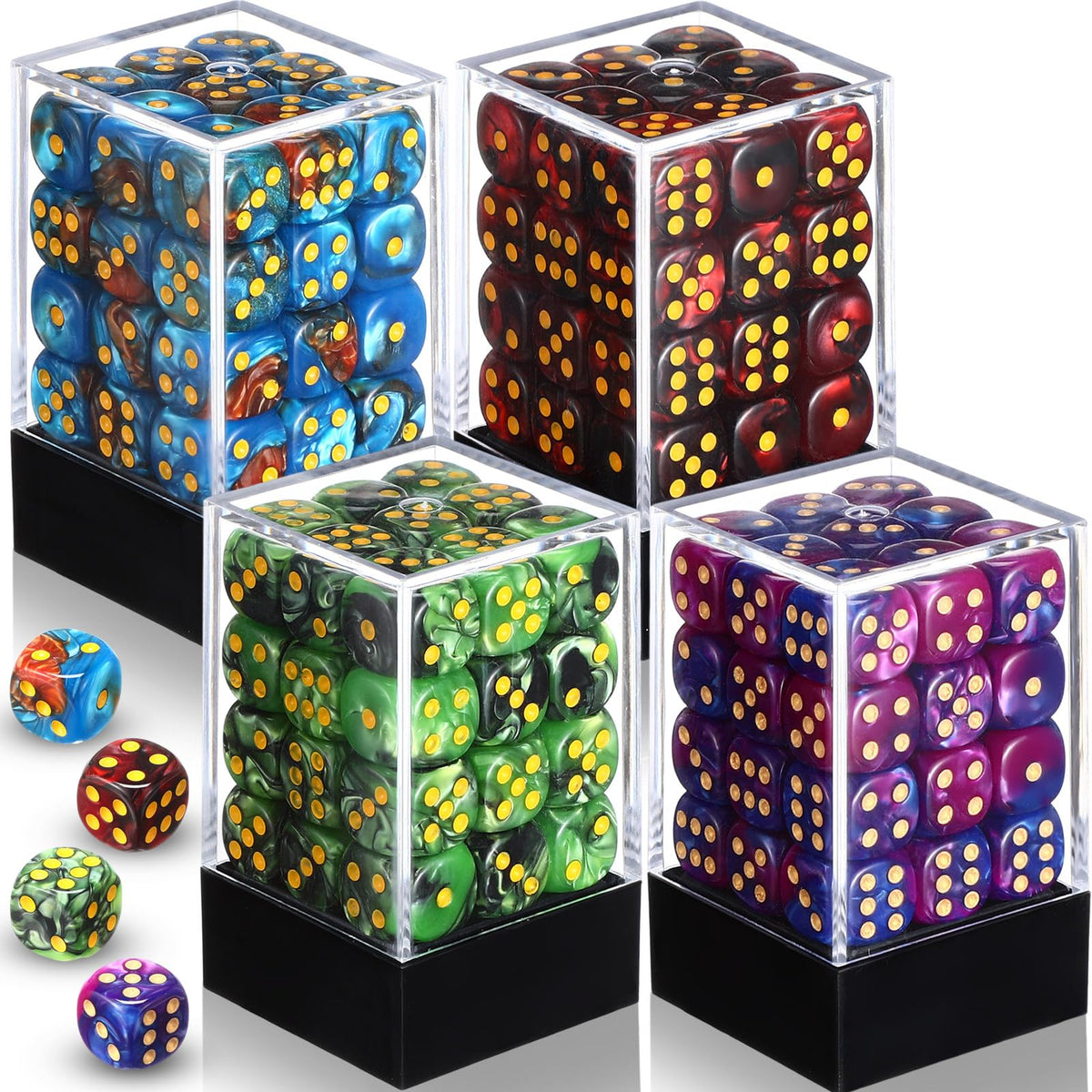 Foilswirl 144 Pcs 144 Pcs 12mm 6 Sided Mini Dice Set, Luminary Color