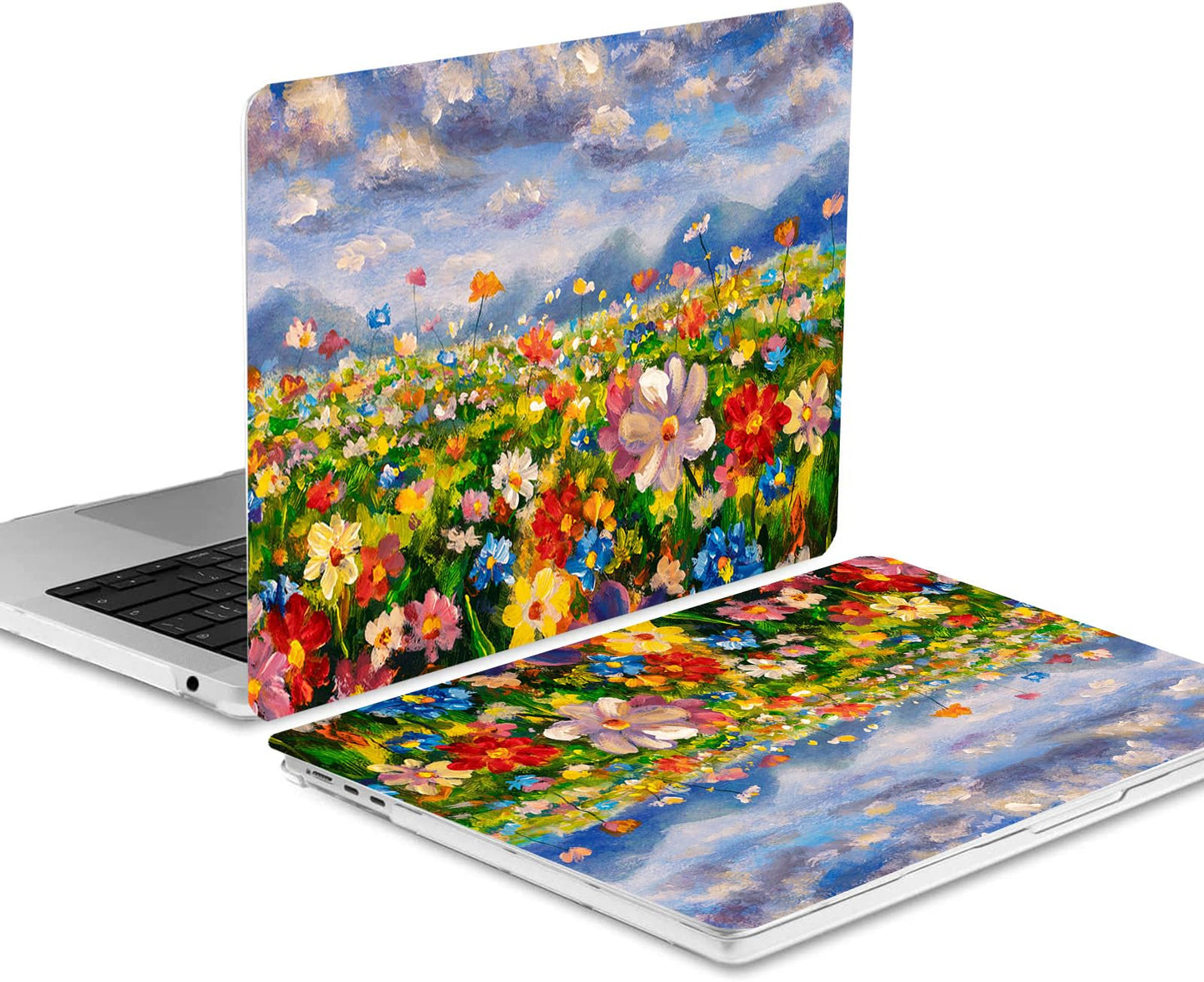 AMCJJ Compatible with MacBook Air 13 Inch Case 2017 2016 2015 2014 2013 2012 2011 2010 Release A1466/A1369, Plastic Hard Shell Case + Keyboard Cover + Screen Protector - Flowers
