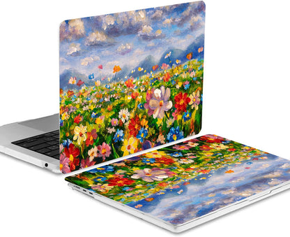 AMCJJ Compatible with MacBook Air 13 Inch Case 2017 2016 2015 2014 2013 2012 2011 2010 Release A1466/A1369, Plastic Hard Shell Case + Keyboard Cover + Screen Protector - Flowers