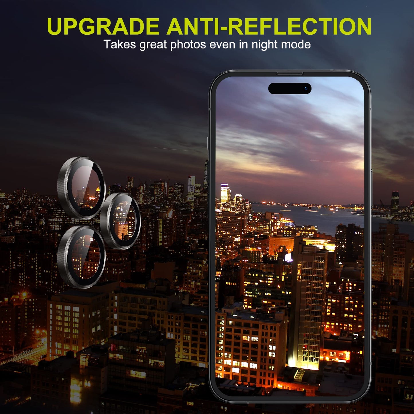 WSKEN for iPhone 14 Pro/iPhone 14 Pro Max Camera Lens Protector,[Night Shooting Mode] HD Tempered Metal Glass Camera Screen Protector Cover Film Accessories, Black