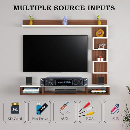Home Audio System Kit - 7.2 Channel 1500W Bluetooth Amplifier w/ 8 Qty of 8" Framed Ceiling Speakers 300 W Each, 4-Ch Speaker Selector, 2 Qty of Mic, 250 ft Speaker Wire & Remote by Vaiyer