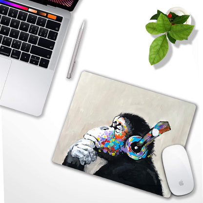 SHALYSONG Gorilla Oil Painting Mouse Pad, Non-Slip Small Computer Mousepad