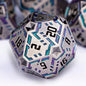 OGCOPHEN Metal DND Sci-fi Dice Set 7PCS Stripe Polyhedral Dice for Dungeons Dragons RPG Role Playing Game, Glitter D and D Dice with Gift Box D6 D8 D10 D12 D20 (Black&Blue Purple)