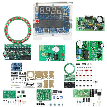 Soldering Practice Kit 5in1 DIY Power Amplifier Circular LED Vibration Alarm Anti-Theft Infrared Sensing Alarm Kit Plug-in Circuit Learn Soldering Kit for Beginners