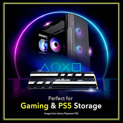 Addlink G55H 2TB PCIe 5.0 Gen5 NVMe M.2 SSD with Heatsink - Up to 10,300MB/s - Game Ready - Internal Solid State Drive - Compatible with PCs and PS5 (ad2TBG55HM2P)